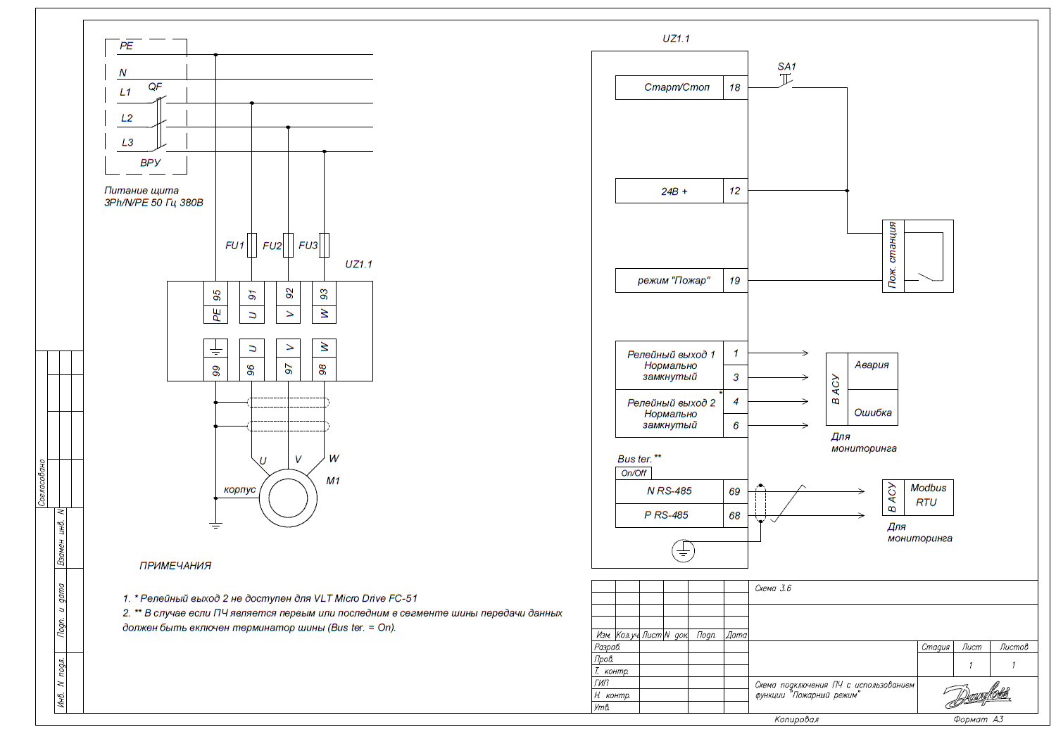 Connection diagram of the frequency converter