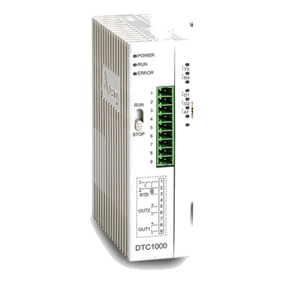 DTC1000R Температурний контролер Delta DTC1000R, головний модуль, релейний вихід 250В AC 3А, вхід термопари/Pt100/лінійний, RS-485 Modbus, живлення 24В DC, DIN-рейка.