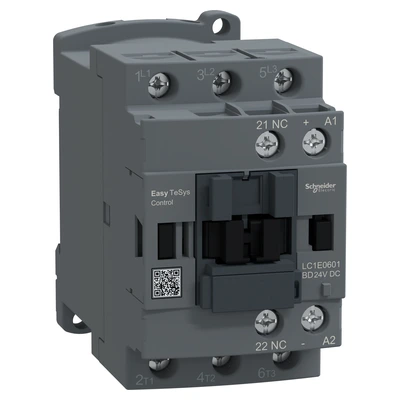 LC1E0601BD Контактор Schneider Electric, серії EasyTeSys LC1E, 6А 3P 24В DC 1НЗ