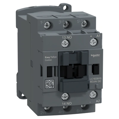 LC1E0910BD Контактор Schneider Electric, серії EasyTeSys LC1E, 9А 3P 24В DC 1НО