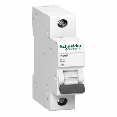 A9K02110 Автоматический выключатель Schneider Acti9 K60N A9K02110, 1P, 10 А, кривая C, 6000 А, 230 В, DIN-рейка.