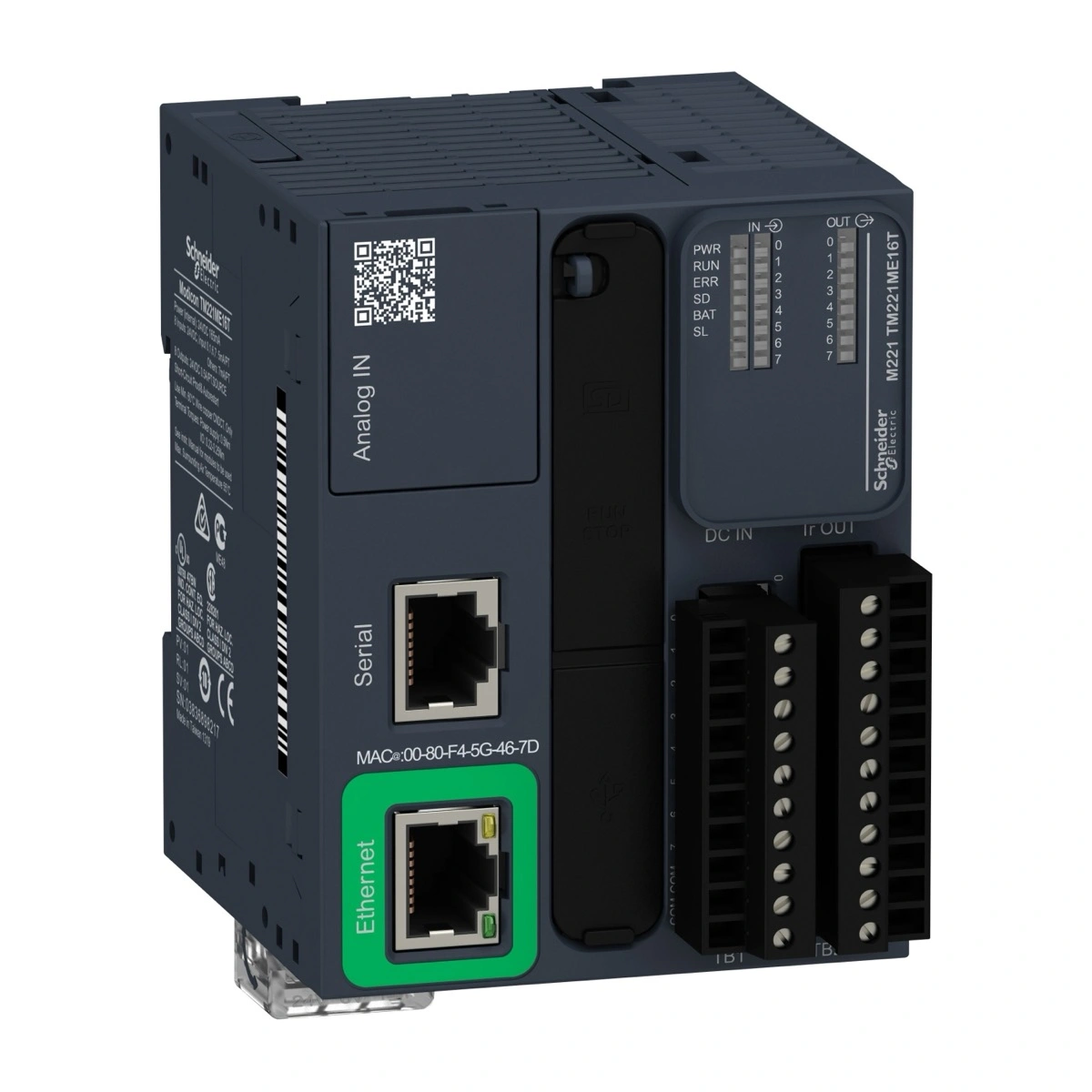 TM221ME16T Контроллер Modicon M221 Book 16 вх/вых транзистор PNP 1xRS485 1xEthernet
