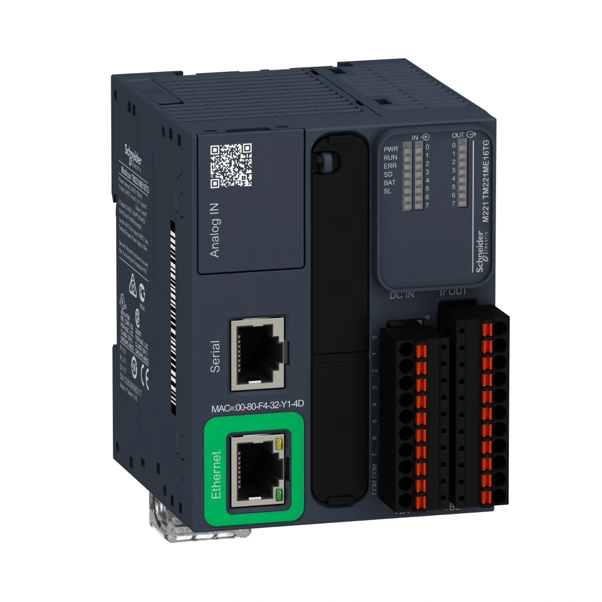 TM221ME16TG Контролер Modicon M221 Book пружинний 16 вх/вих транзистор PNP 1xRS485 1xEthernet