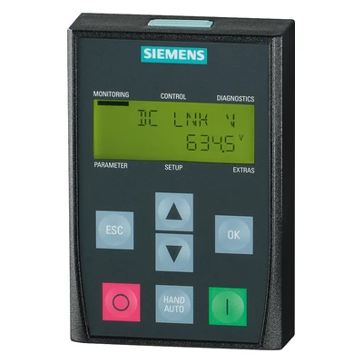 6SL3255-6AA00-4CA0 Панель оператора Siemens SINAMICS BOP-2 для перетворювачів G120P, 2-рядковий дисплей, копіювання параметрів, монтаж на модуль керування або дверцята шафи, IP20 / IP55.